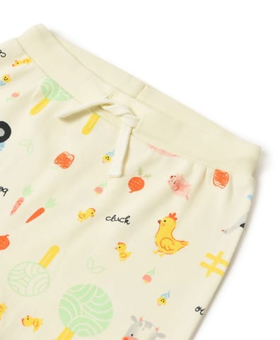 Mi Arcus Cream Printed Sweatshirt with Pyjama Set for Kids