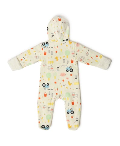 Mi Arcus Printed Hooded Full Sleeve Sleepsuit with Booties for Kids