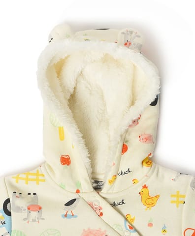Mi Arcus Printed Hooded Full Sleeve Sleepsuit with Booties for Kids