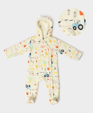 Mi Arcus Printed Hooded Full Sleeve Sleepsuit with Booties for Kids