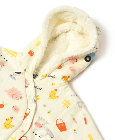 Mi Arcus Printed Hooded Full Sleeve Sleepsuit with Booties for Kids