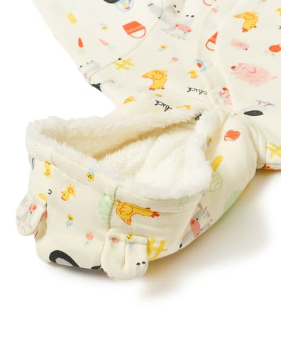 Mi Arcus Printed Hooded Full Sleeve Sleepsuit with Booties for Kids