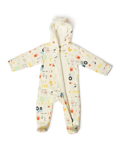 Mi Arcus Printed Hooded Full Sleeve Sleepsuit with Booties for Kids