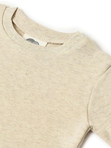 Mi Arcus Solid Cream T-Shirt with Dungaree set for Kids