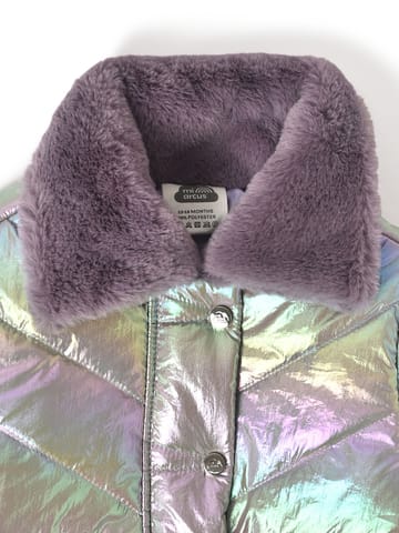Mi Arcus Purple Lightweight Crop Puffer Jacket for Girls