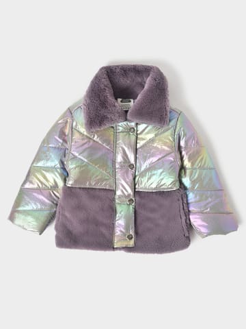 Mi Arcus Purple Lightweight Crop Puffer Jacket for Girls