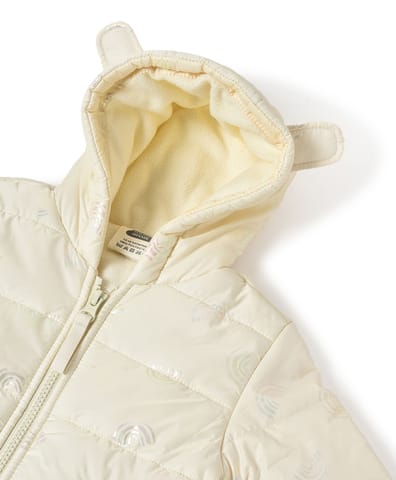 Mi Arcus Off White Floral Puffer Jacket for Kids