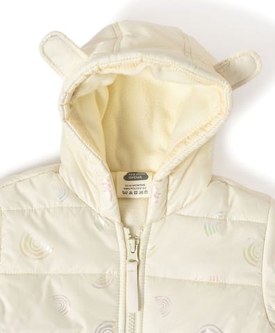 Mi Arcus Off White Floral Puffer Jacket for Kids