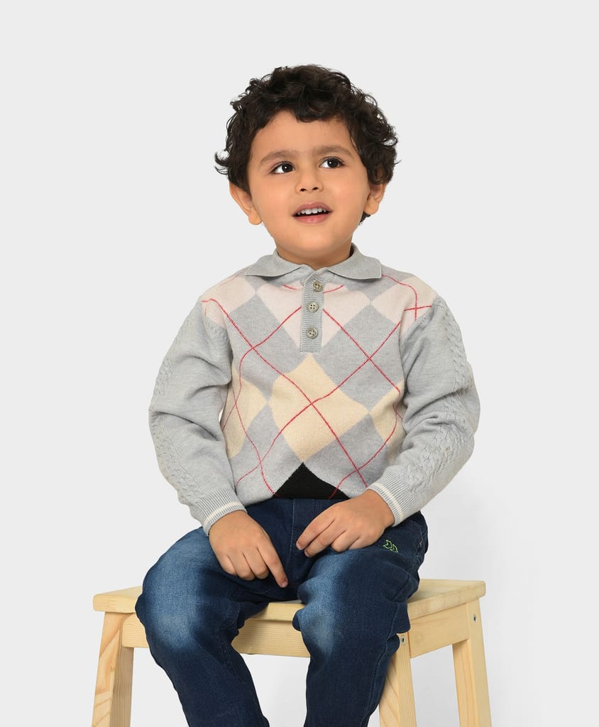 Mi Arcus Knitted Grey Sweater for Kids