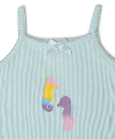 Mi Arcus Sea World Printed Cotton Camisole for Girls Pack of 3