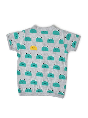 Mi Arcus Frog Print Full Sleeve Vest with Pyjama Set for Kids