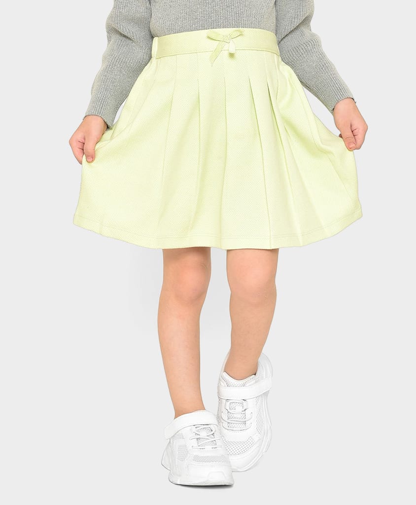 Mi Arcus Solid Lemon Mini Skirt for Girls
