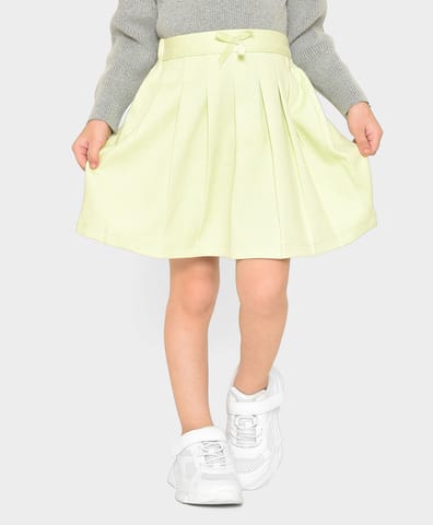 Mi Arcus Solid Lemon Mini Skirt for Girls