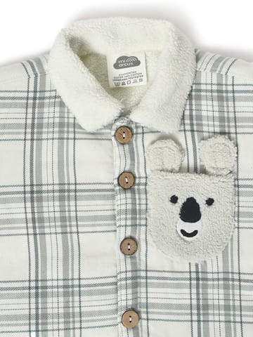 Mi Arcus Cotton Check Printed Green Full Sleeve Shirt for Boys