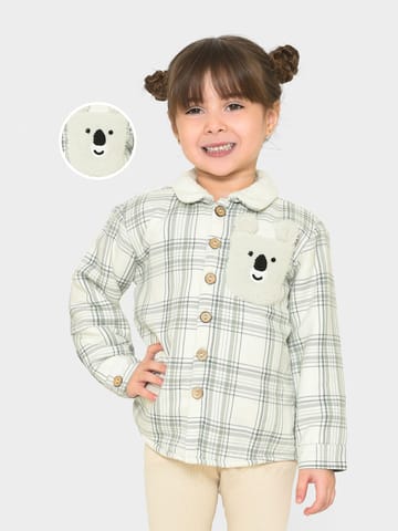 Mi Arcus Cotton Check Printed Green Full Sleeve Shirt for Boys