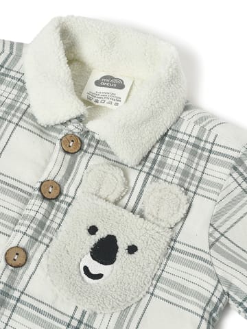 Mi Arcus Cotton Check Printed Green Full Sleeve Shirt for Boys