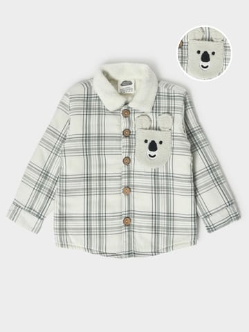 Mi Arcus Cotton Check Printed Green Full Sleeve Shirt for Boys