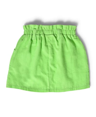 Mi Arucs Green Solid Corduroy Skirt for Girls