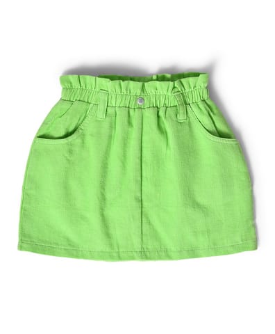 Mi Arucs Green Solid Corduroy Skirt for Girls