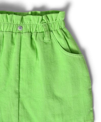 Mi Arucs Green Solid Corduroy Skirt for Girls