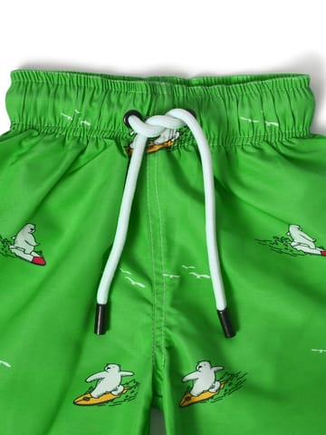 Mi Arcus Green Printed Swimwear Short for Kids