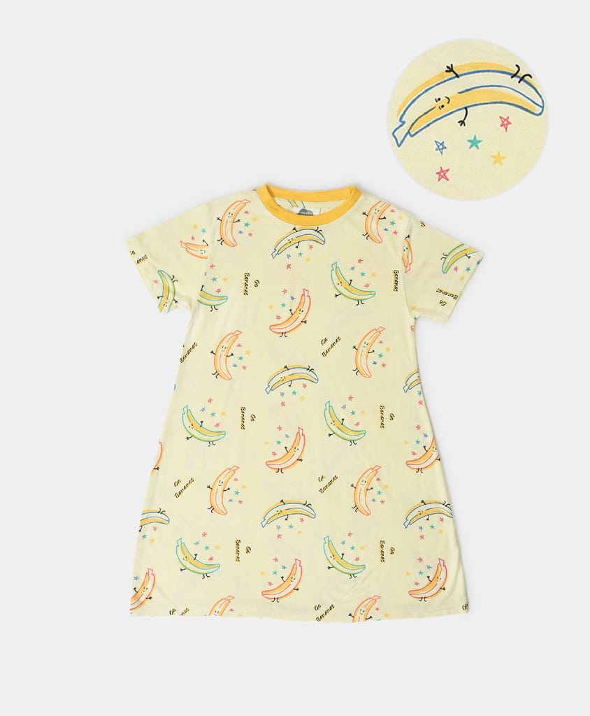 Mi Arcus Printed Cotton Nightgown for Girls