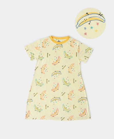 Mi Arcus Printed Cotton Nightgown for Girls