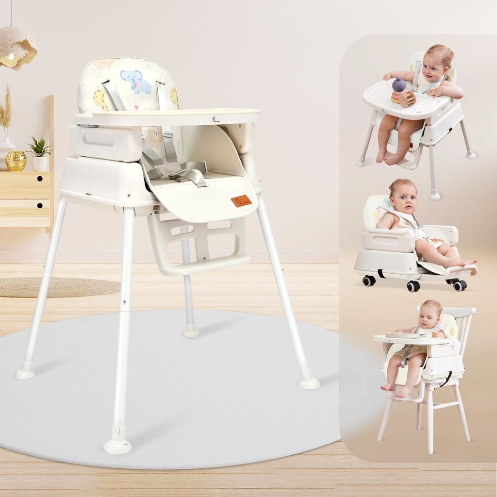R for Rabbit Truffle High Chair For Kids 4-In-1 Convertible Scratch Proof & Anti-Skid Rubber Base High Chair Beige