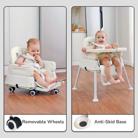 R for Rabbit Truffle High Chair For Kids 4-In-1 Convertible Scratch Proof & Anti-Skid Rubber Base High Chair Beige