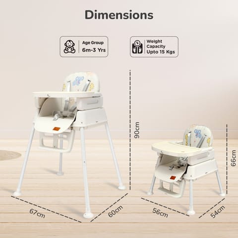 R for Rabbit Truffle High Chair For Kids 4-In-1 Convertible Scratch Proof & Anti-Skid Rubber Base High Chair Beige
