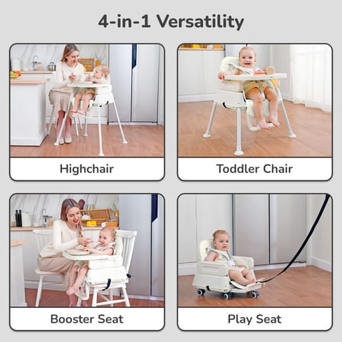 R for Rabbit Truffle High Chair For Kids 4-In-1 Convertible Scratch Proof & Anti-Skid Rubber Base High Chair Beige