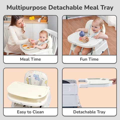 R for Rabbit Truffle High Chair For Kids 4-In-1 Convertible Scratch Proof & Anti-Skid Rubber Base High Chair Beige