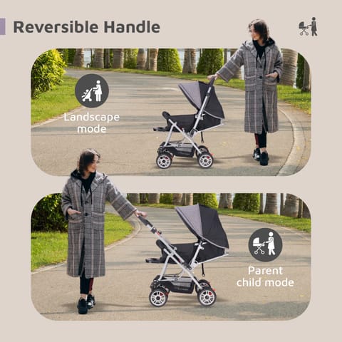 R For Rabbit Lollipop Lite Stroller - Travel Friendly, Easy To Fold, Reversible Handle, Wheel Lock, Adjustable Leg Rest, Black Stripes