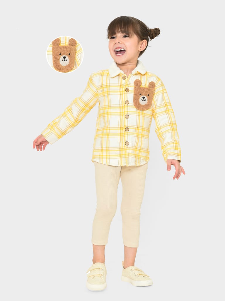 Mi Arcus Cotton Check Printed Yellow Full Sleeve Shirt for Boys