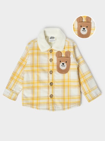 Mi Arcus Cotton Check Printed Yellow Full Sleeve Shirt for Boys