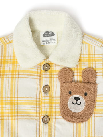 Mi Arcus Cotton Check Printed Yellow Full Sleeve Shirt for Boys
