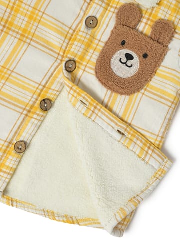 Mi Arcus Cotton Check Printed Yellow Full Sleeve Shirt for Boys