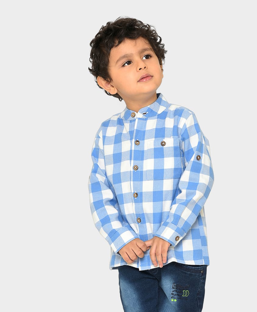 Mi Arcus Check Printed Cotton Flannel Shirt For Baby Boy