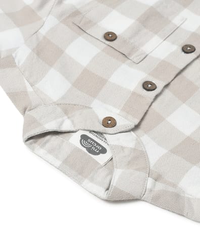 Mi Arucs Check Print Shirt with Band Collar for Boys