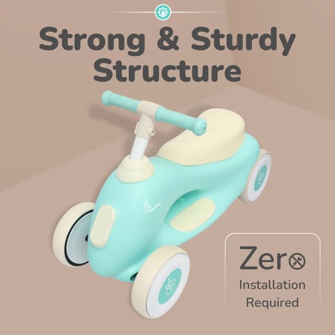 R For Rabbit Speedster Zoomy Push Ride On Car for Kids, Green Cream