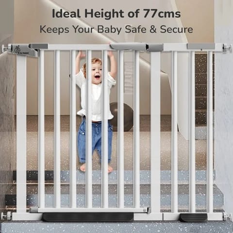 R For Rabbit Safeguard Baby Safety Gate for Kids with Two-Way Auto-Close, No-Drill, Retractable Design & Adjustable Lock, White