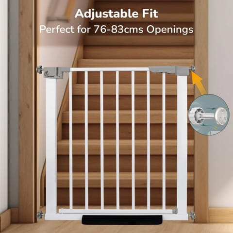 R For Rabbit Safeguard Baby Safety Gate for Kids with Two-Way Auto-Close, No-Drill, Retractable Design & Adjustable Lock, White