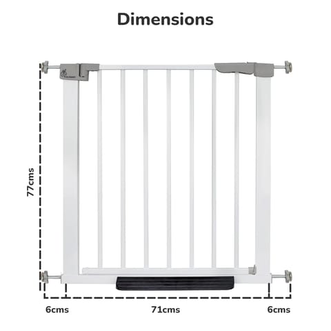 R For Rabbit Safeguard Baby Safety Gate for Kids with Two-Way Auto-Close, No-Drill, Retractable Design & Adjustable Lock, White