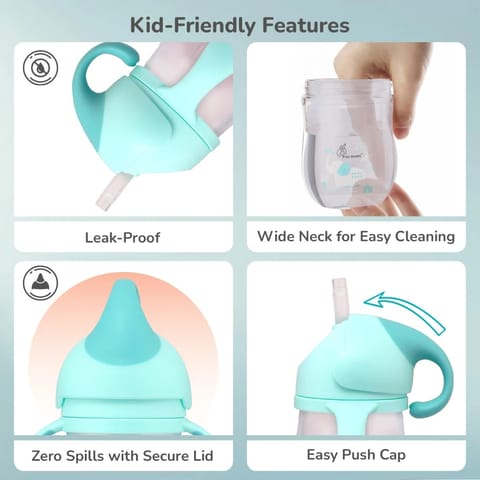 R for Rabbit Trunky Baby Straw Sipper Bottle With Safe BPA free PP Material, Lake Blue