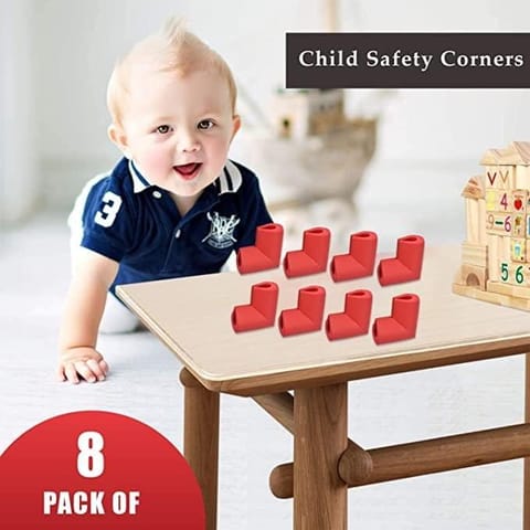 Safe-O-Kid-Pack of 8-L-Shaped Small Nbr Corner Cushions-Red