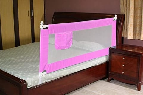Safe-O-Kid Foldable 6 Ft Bedrail Guard - Pink- Pack of 2
