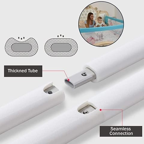Safe-O-Kid Foldable 5 Ft Bedrail Guard - Blue- Pack of 3