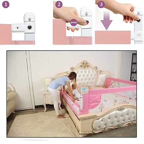 Safe-O-Kid Up & Down 4 Ft Bedrail Guard - Pink- Pack of 1