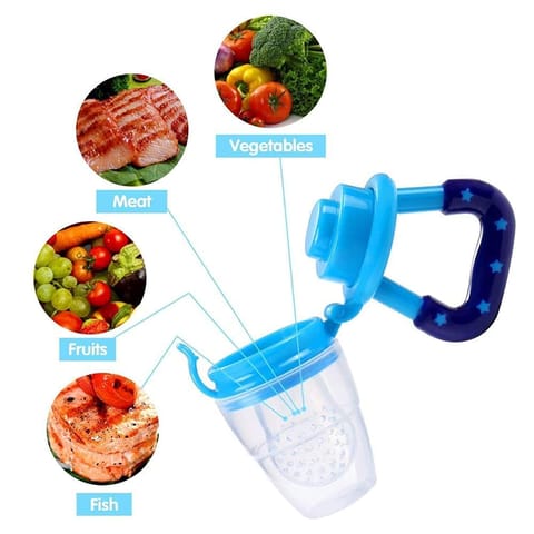 Safe O Kid 1 Fruit Nibbler & 1 Finger Brush for Kids, 0-24 Months, ( Blue/ Blue)