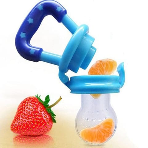 Safe O Kid 1 Fruit Nibbler & 1 Finger Brush for Kids, 0-24 Months, ( Blue/ Blue)
